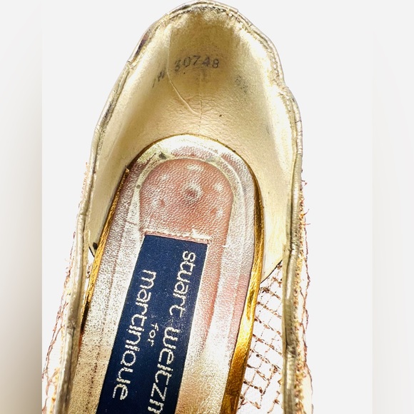 Stuart Weltzman For Martinique Gold Colored High Heels US 8 1/2 NO HEEL CAPS - Picture 13 of 15
